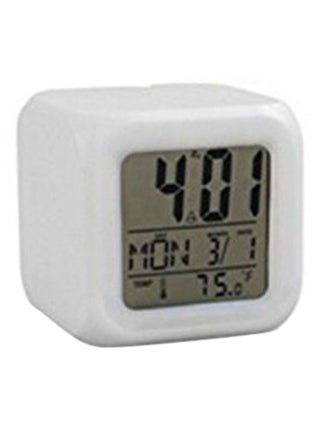 LED Colour Changing Alarm Clock White 8 x 8cm - v1606310586/N35118789A_1