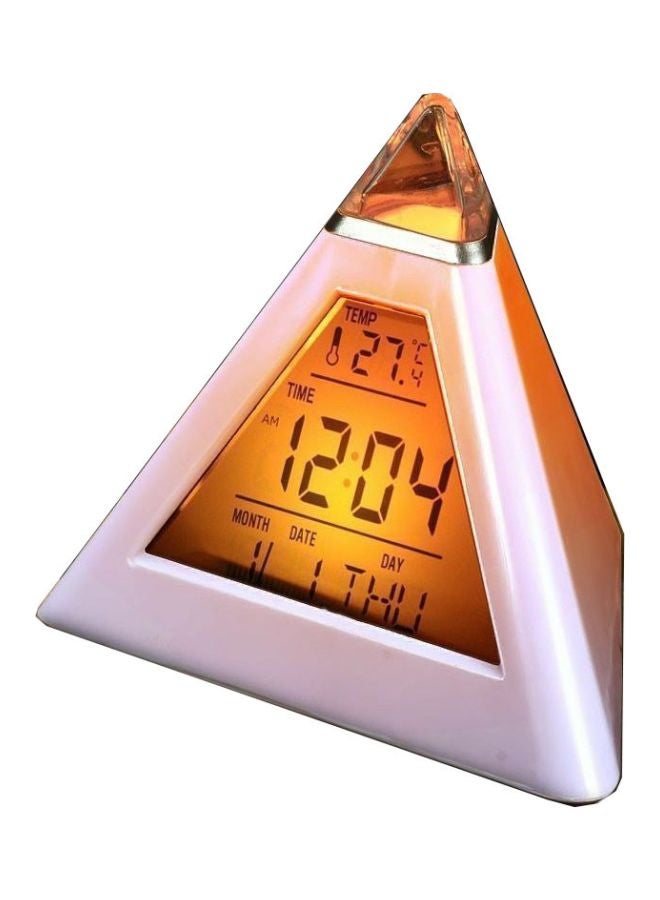 Beauenty LCD Pyramid Shaped Alarm Clock White/Orange/Grey 10x15cm - Image 1