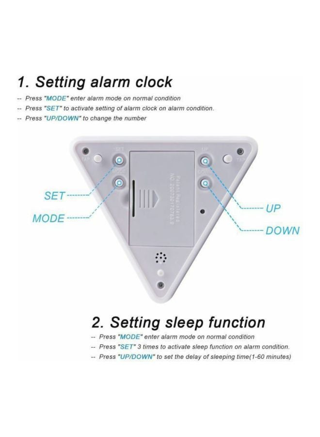 Beauenty LCD Pyramid Shaped Alarm Clock White/Orange/Grey 10x15cm - Image 3