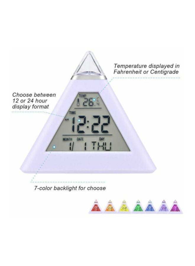 Beauenty LCD Pyramid Shaped Alarm Clock White/Orange/Grey 10x15cm - Image 4
