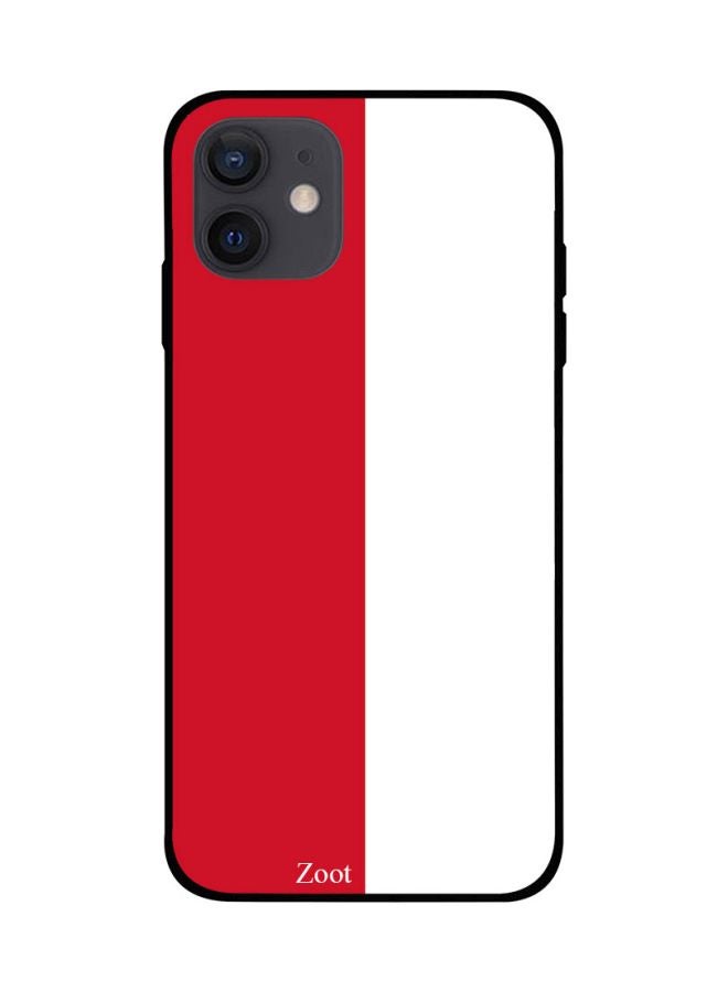 Flag Printed Case Cover -for Apple iPhone 12 mini Red/White Red/White