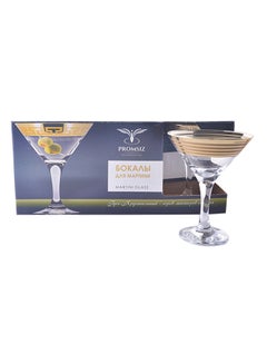 PROMSIZ Set Of 6 Elegant Martini Glasses Gold/Clear  - Image 2