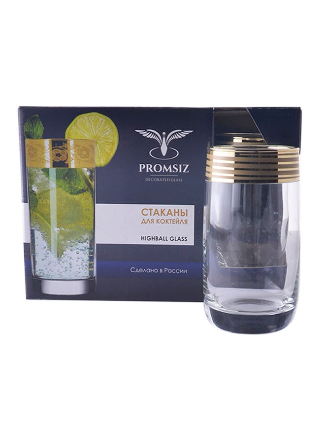 PROMSIZ Set Of 6 Elegant Glasses Gold/Clear - Image 2