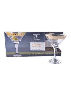 PROMSIZ Set Of 6 Elegant Martini Glasses Gold/Clear  - Image 2
