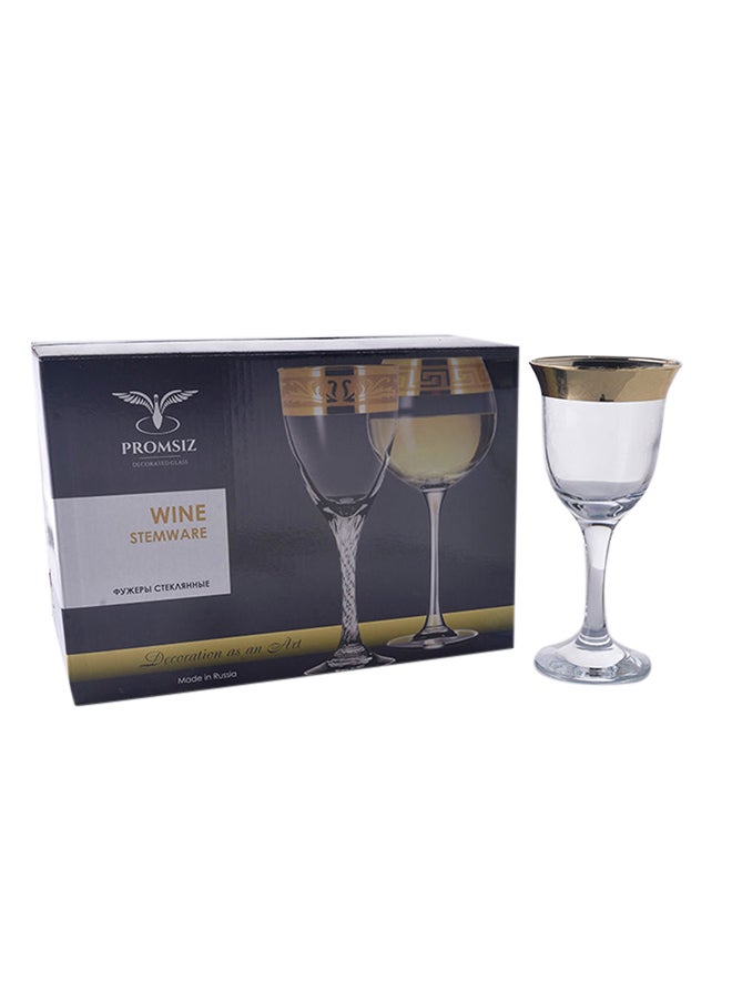 PROMSIZ - Set Of 6 Elegant Wine Glasses Gold/Clear - Image 1