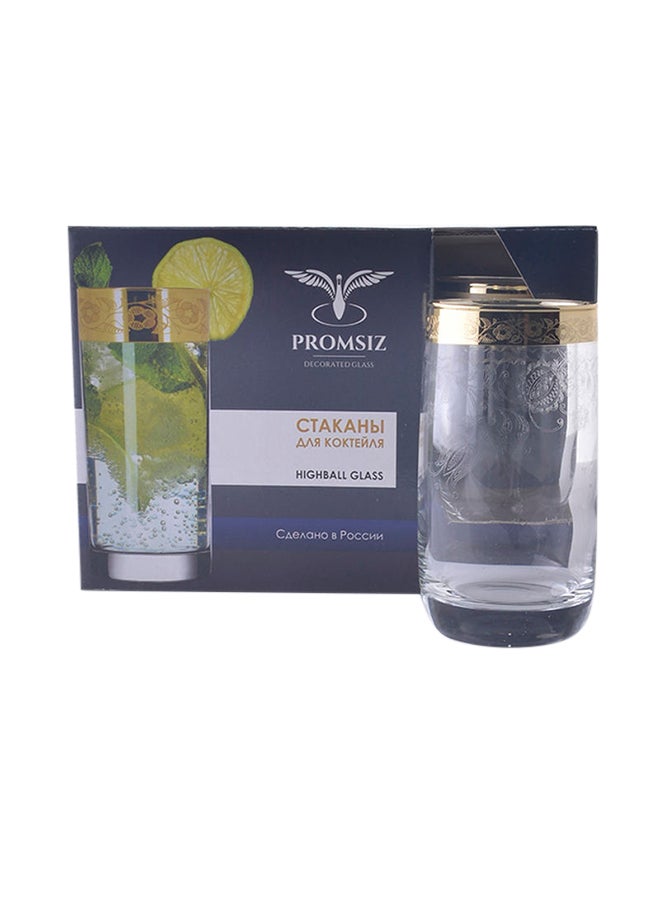 PROMSIZ Set Of 6 Elegant Glasses Gold/Clear - Image 2