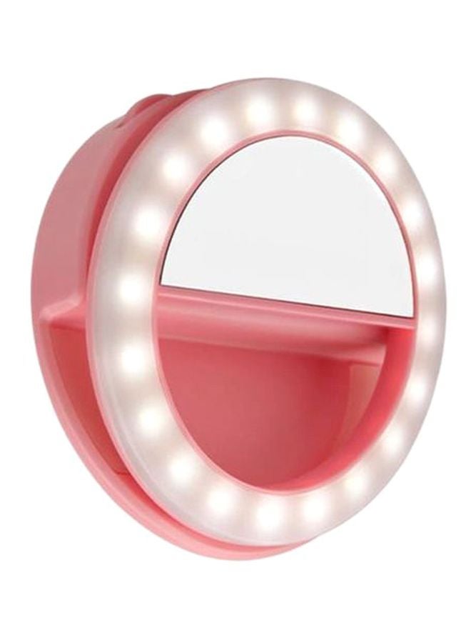 Universal Selfie Ring Light Clip With Mirror Pink