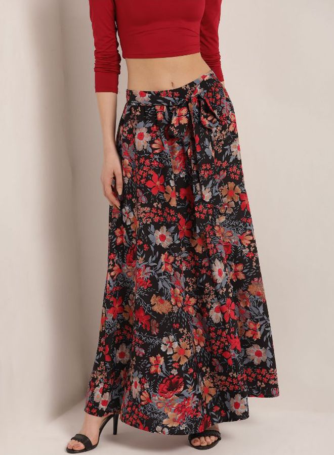 Aila Flower Printed Casual Wear Maxi Skirt Multicolour - Image 1