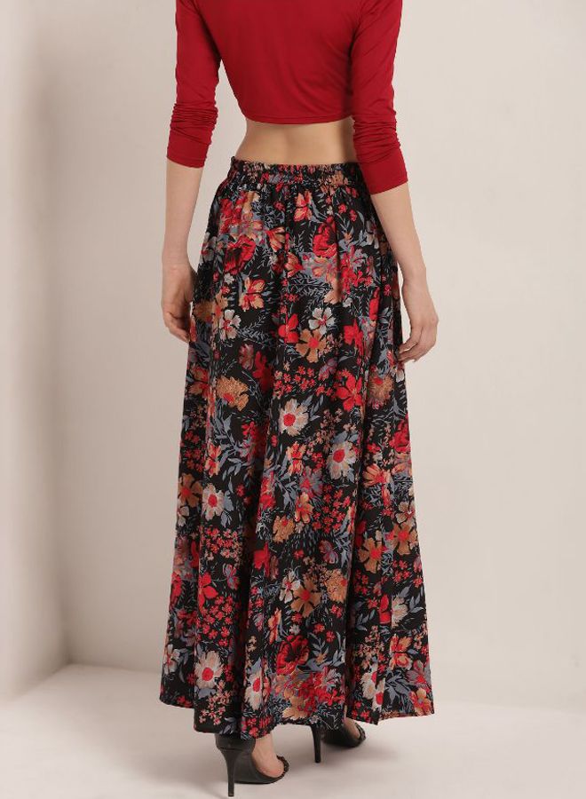 Aila Flower Printed Casual Wear Maxi Skirt Multicolour - Image 2
