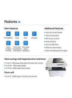 Pantum Monochrome Laser Printer With Copier/Scanner/Wireless Function 16.34x14.37x13.78inch White  - Image 4