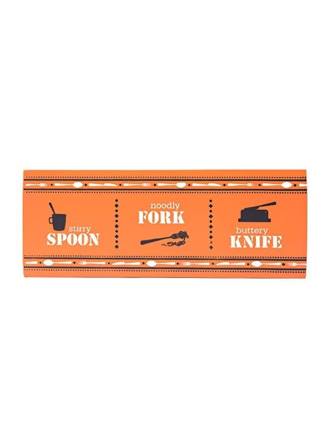 Green Tree Spoon Fork Knike Cutlery Holder Orange/White 10x4.4x4.4cm - Image 3