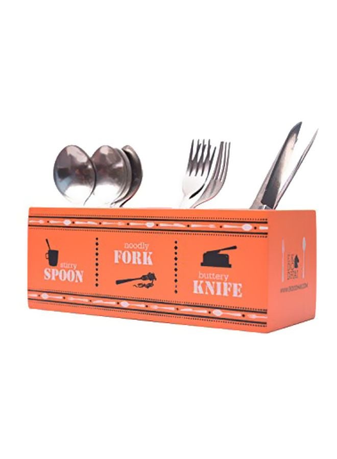 Green Tree Spoon Fork Knike Cutlery Holder Orange/White 10x4.4x4.4cm - Image 4