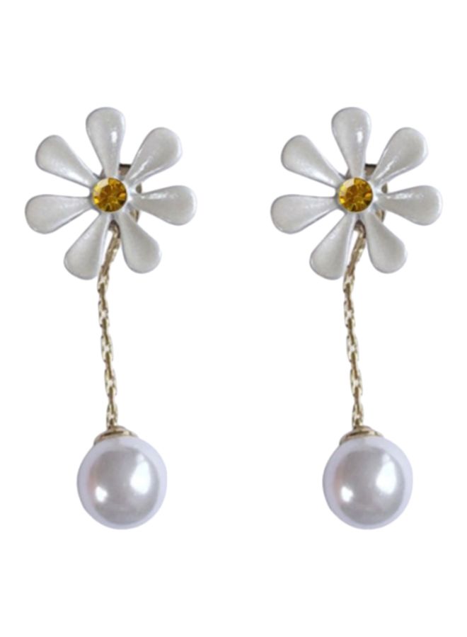 J&J Flower Pearl Studded Dangle Earrings  - Image 1