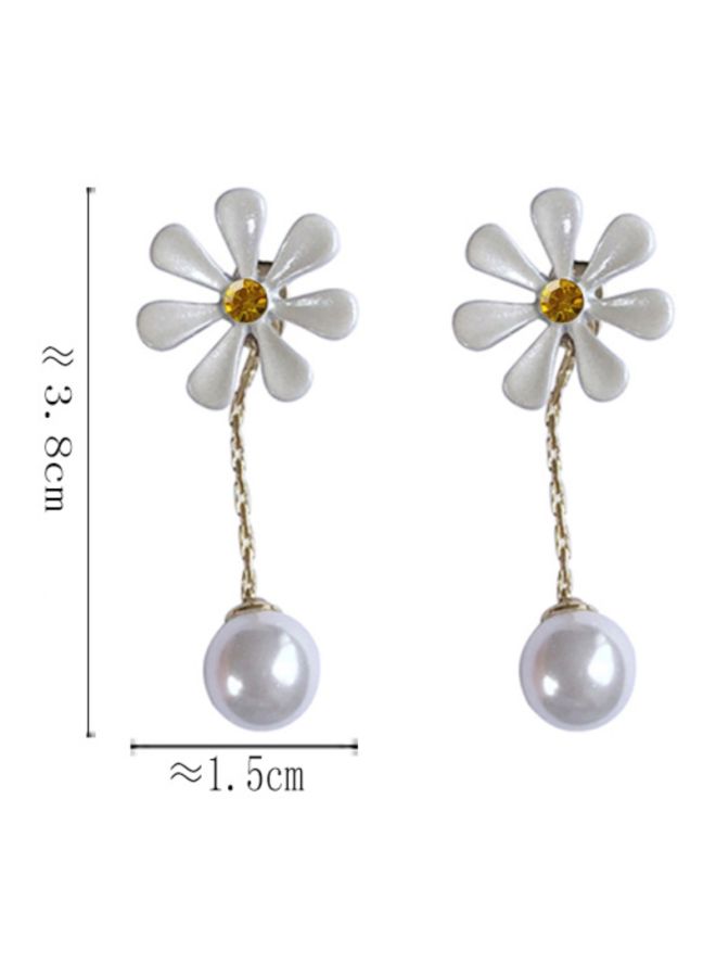 J&J Flower Pearl Studded Dangle Earrings  - Image 2