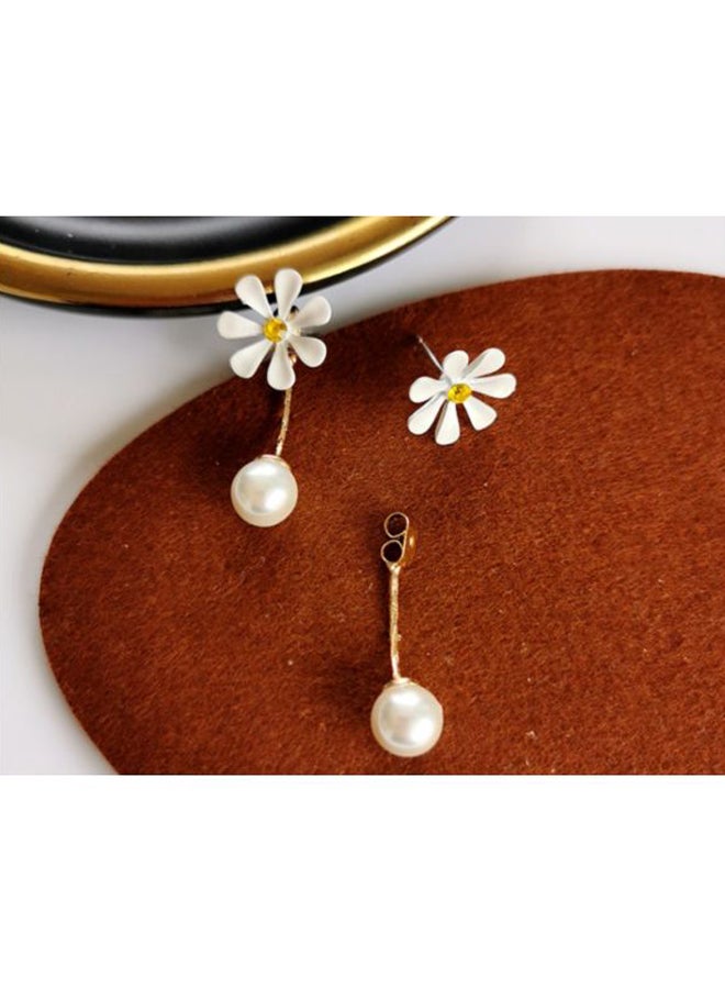 J&J Flower Pearl Studded Dangle Earrings  - Image 3