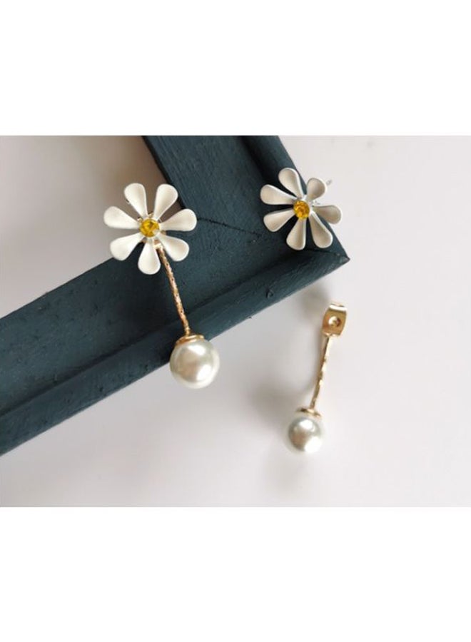 J&J Flower Pearl Studded Dangle Earrings  - Image 4
