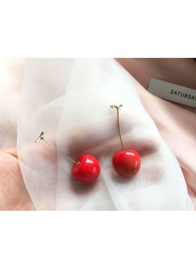 J&J - 925 Silver Cherry Design Dangle Earrings - Image 1