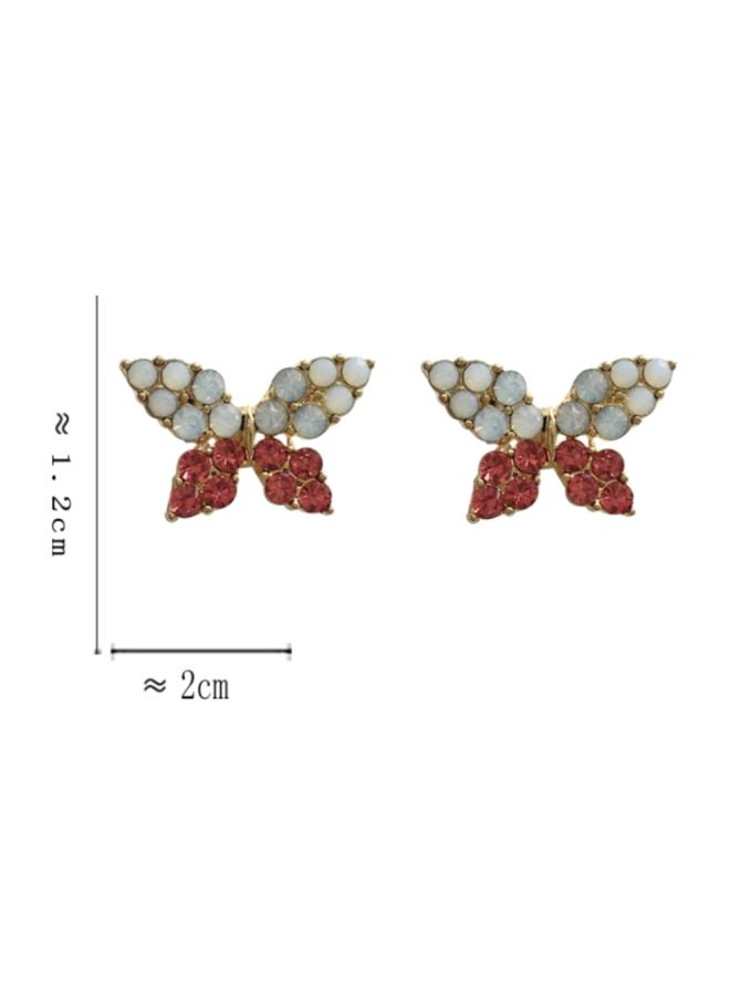 J&J - Stone Studded Butterfly Design Stud Earrings - Image 1