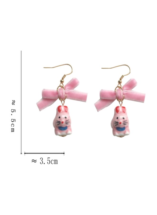 J&J Bow Design Dangle Earrings - Image 2