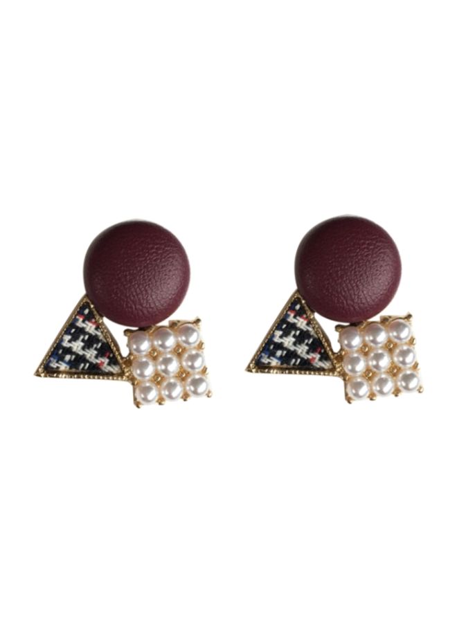 J&J - Leather Pearl Studded Earrings - Image 1