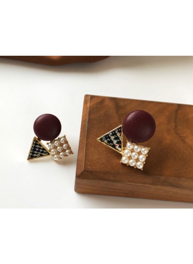 J&J - Leather Pearl Studded Earrings - Image 1