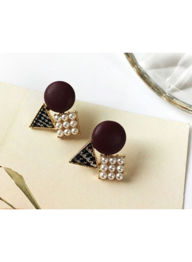 J&J - Leather Pearl Studded Earrings - Image 1