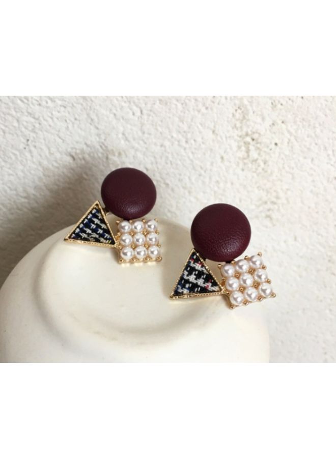 J&J - Leather Pearl Studded Earrings - Image 1