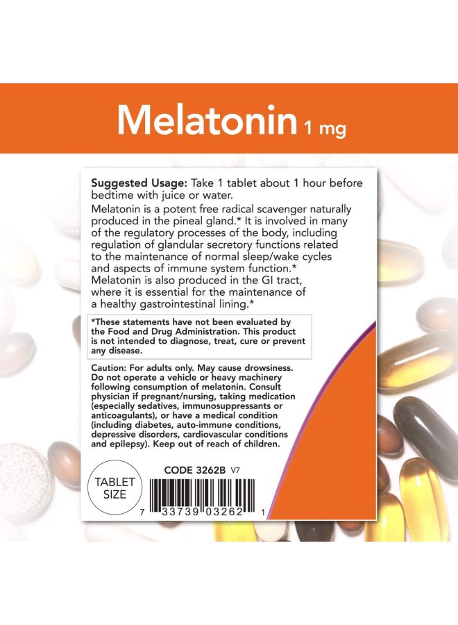 Now Foods Melatonin 1mg - 100 Tablets  - Image 5