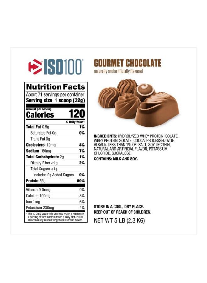 Dymatize - ISO 100 Hydrolyzed Protein Powder, Gourmet Chocolate - 5lbs (71 Servings) - Image 1