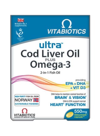 Ultra 2 In 1 Fish Omega 3 And Cod Liver Oil - 60 Capsules - v1606321149/N12739845A_1