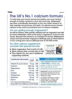 Vitabiotics Osteocare Calcium Magnesium Zinc Vitamin D - 30 Tablets  - Image 2
