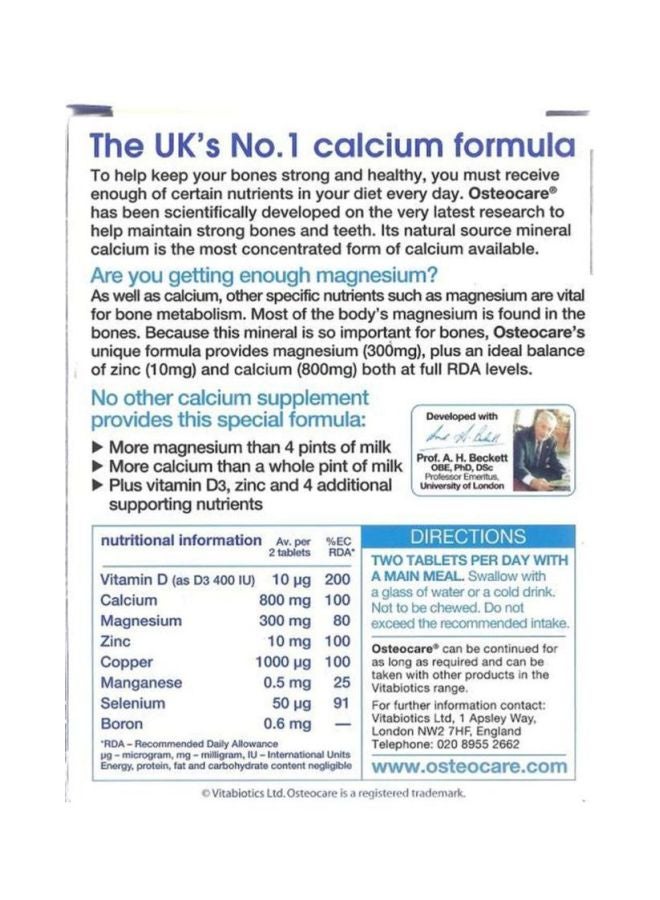 Vitabiotics - Osteocare Calcium Magnesium Zinc Vitamin D - 30 Tablets - Image 1