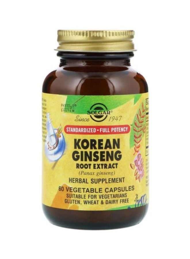Solgar Korean Ginseng Root Extract Dietary Supplement - 60 Vegetable Capsules - Image 1