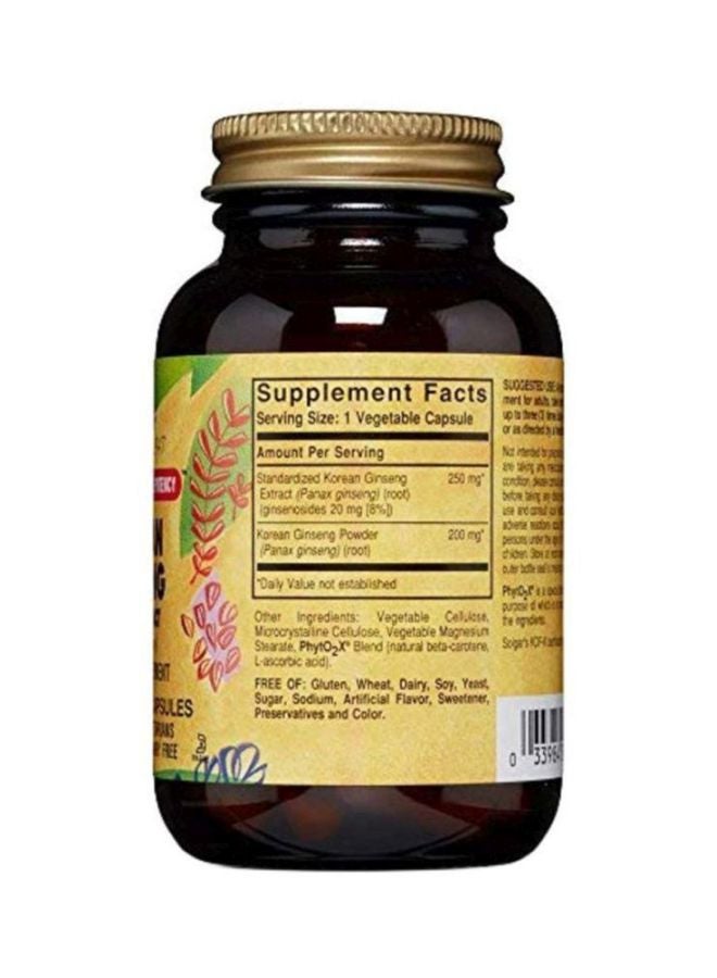 Solgar Korean Ginseng Root Extract Dietary Supplement - 60 Vegetable Capsules - Image 2