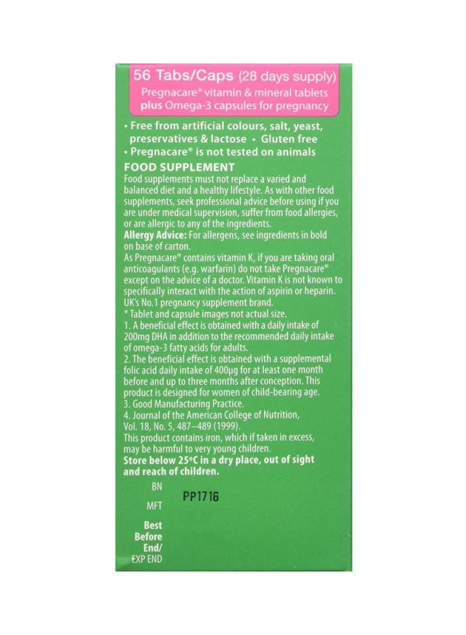 Vitabiotics Pack Of 2 Pregnacare Plus Omega 3 - 56 Tablets - Image 2