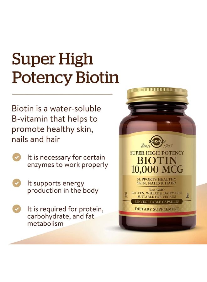 Solgar Biotin Dietary Supplement - 120 Capsules - Image 3