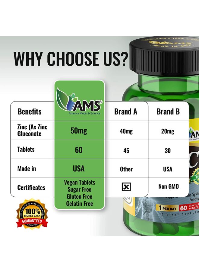 إيه إم إس مكمل غذائي بالزنك المستخلب - 60 كبسولة - Image 3