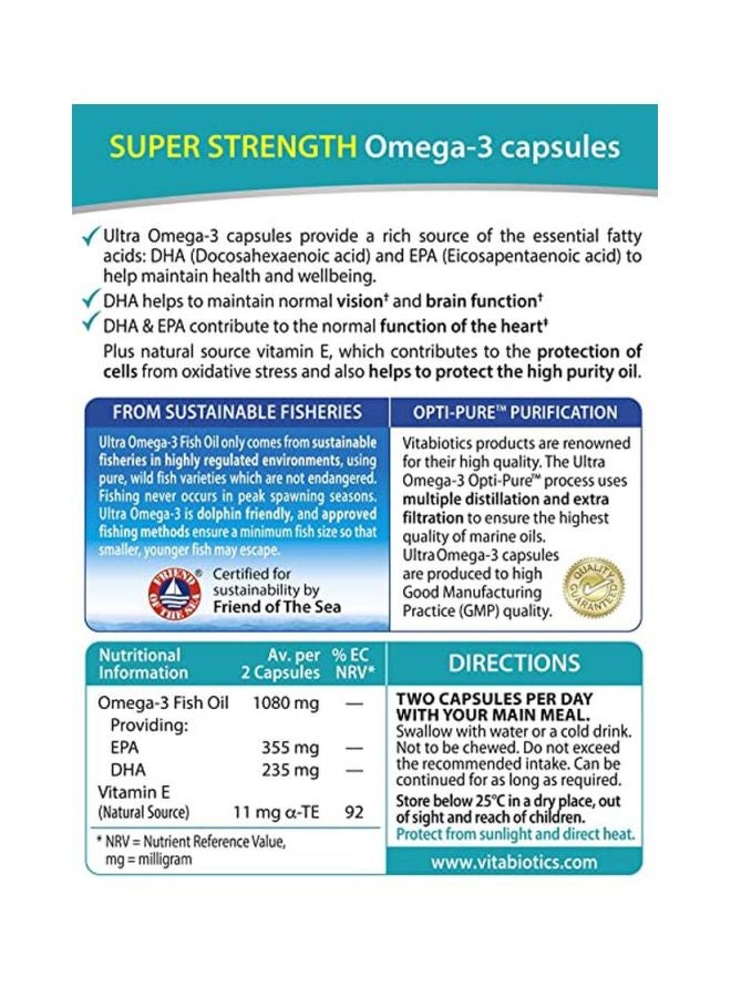 Vitabiotics - Ultra Omega 3 Dietary Supplement - 60 Capsules - Image 1