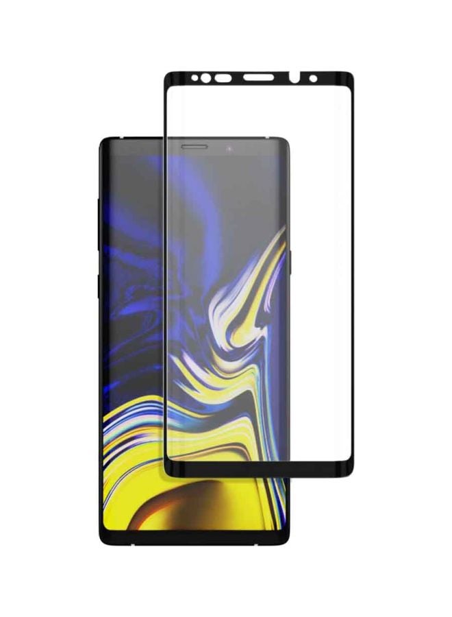 لاصقة حماية بتغطية كاملة للشاشة من الزجاج المقوى لهاتف سامسونج جالاكسي نوت 9 أسود / شفاف