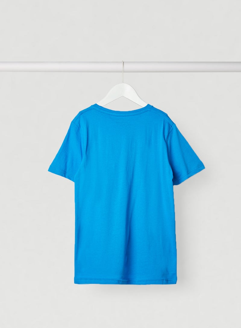 Lemon Beret Solid Design Short Sleeves T-Shirt French Blue - Image 2