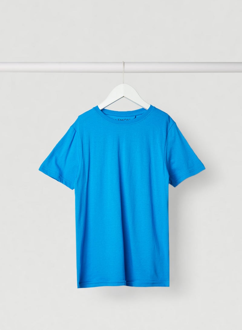 Lemon Beret Solid Design Short Sleeves T-Shirt French Blue - Image 1