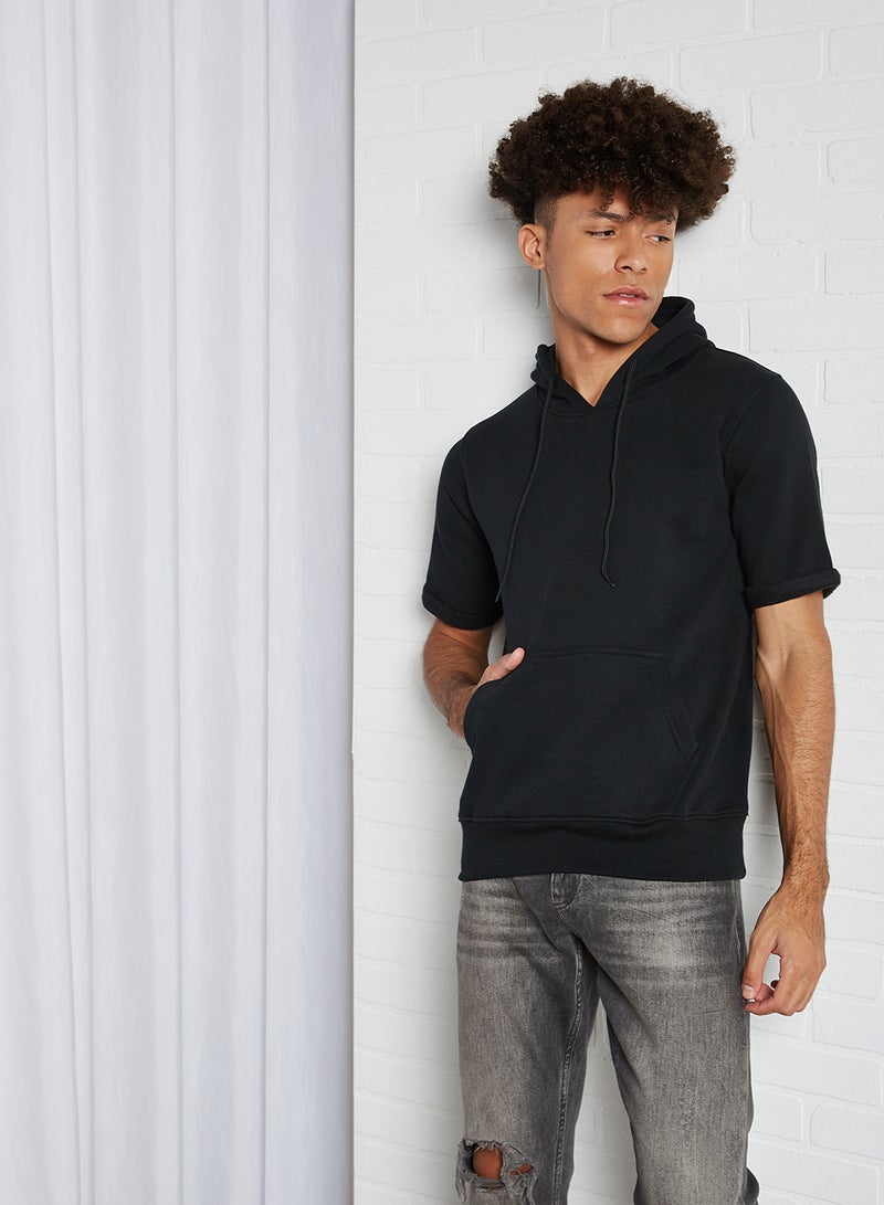 STATE 8 - Short Sleeve Hoodie Black - Image 1