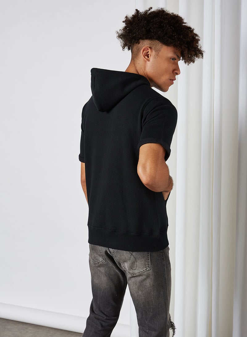 STATE 8 - Short Sleeve Hoodie Black - Image 1