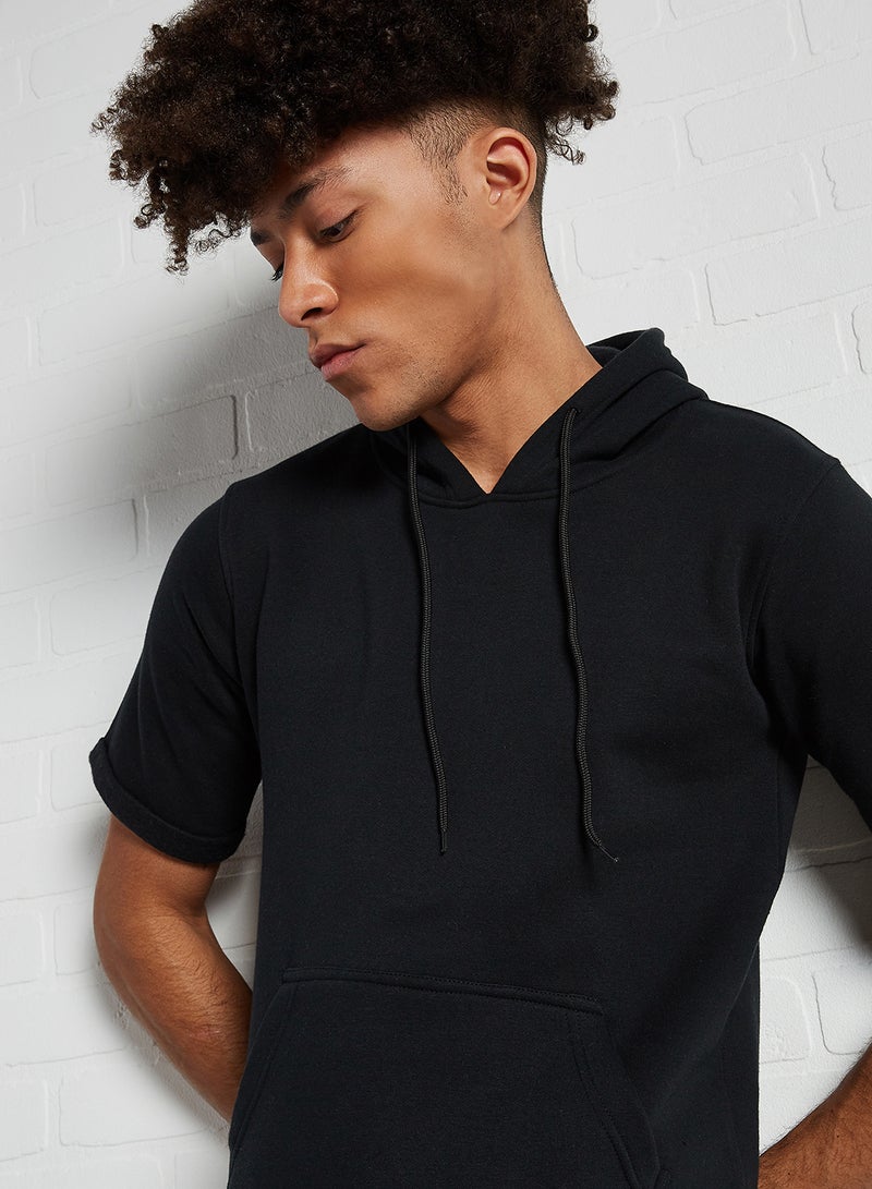 STATE 8 - Short Sleeve Hoodie Black - Image 1