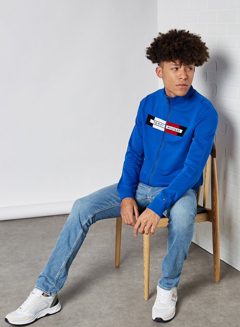 TOMMY HILFIGER - Flocked Zip Through Jacket Cobalt - Image 1