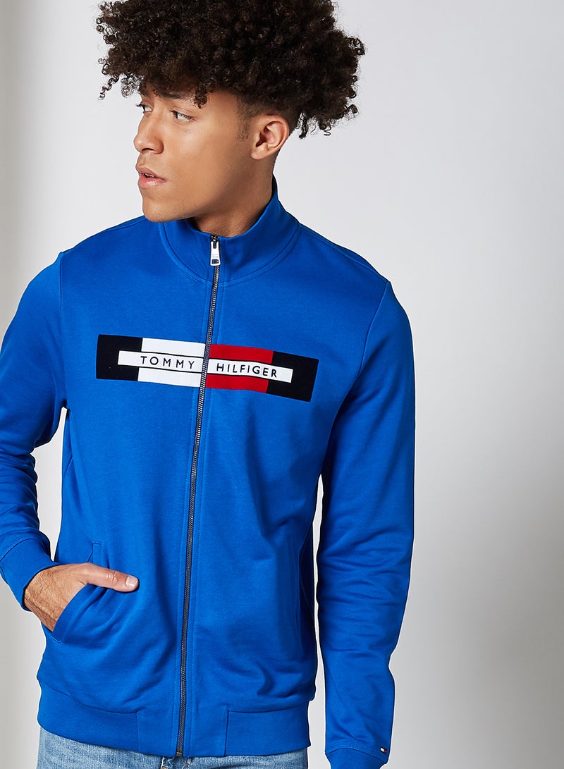 TOMMY HILFIGER - Flocked Zip Through Jacket Cobalt - Image 1