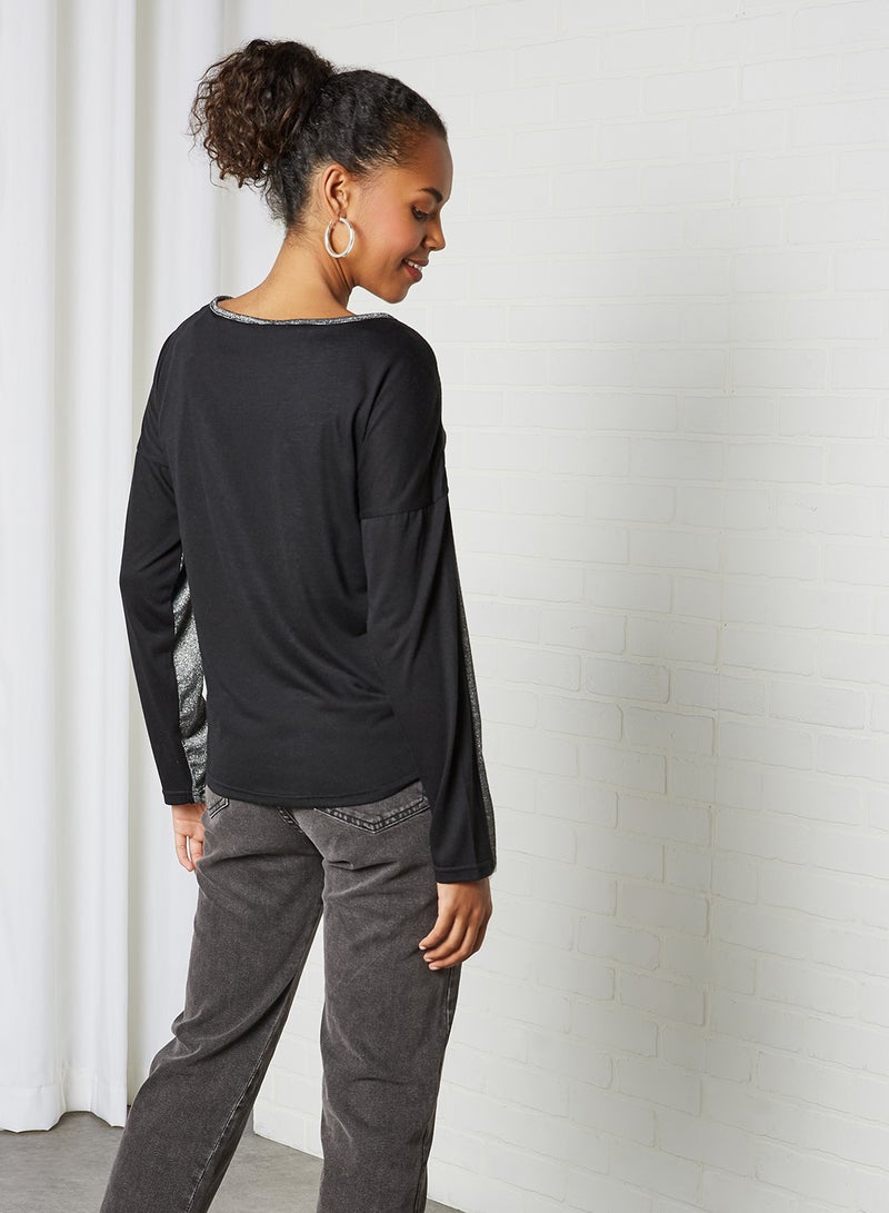 Emoi by Emonite Shiny Texture Long Sleeves T-Shirt Dark Silver As Swatch  - Image 2