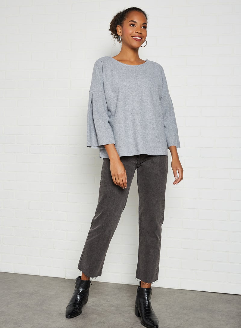 KOTON - Bell Sleeve Crew Neck Sweater Grey - Image 1