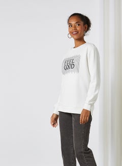 Graphic Printed Long Sleeve Sweatshirt Off White