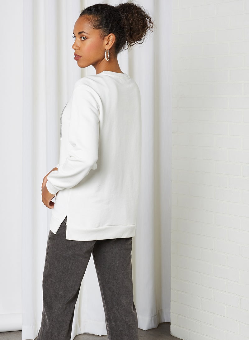 KOTON - Graphic Printed Long Sleeve Sweatshirt Off White - Image 1